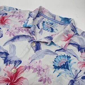 TOMMY BAHAMA Island Zone Camp Shirt Mens 2XL Garden Floral Silk